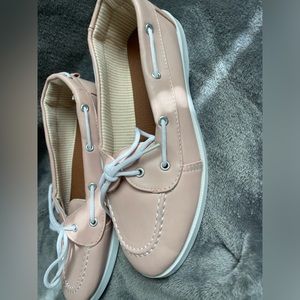 Pink slip on loafers
